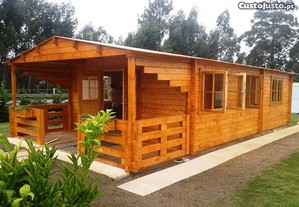 Casa de madeira, casa modular pré-fabricada, 2 quartos, 4 divisões