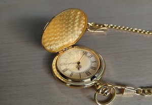 Relógio de Bolso Analógico Estilo Antigo Dourado