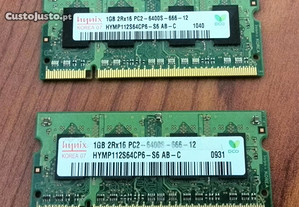 Par 2x 1GB memorias PC2-6400S para Portatil