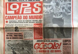 1º Página Jornal "A Bola" Lopes Campeão do Mundo - 26 marco 1984