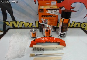 Tinta alta temperatura Foliatec de cor laranja brilhante para bombas / pinças de travão, kit 3 componentes + kit de instalação.