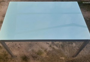 mesa de cozinha em inox/vidro