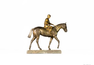 Estátua cavalo Jockey bronze Napoleão III século XIX
