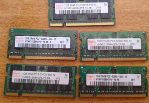 Memórias Ram 1GB ddr2 5300s - 555 mhz para portáti