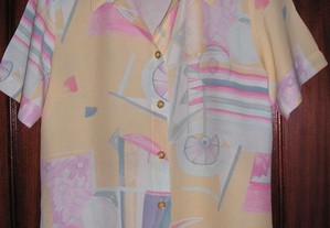 Blusa / Camisa de Seda Manga Curta M/L