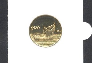 Espadim - Moeda de 20 Libras de 1974 - Ouro