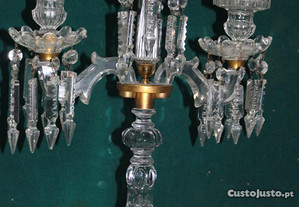 Castiçal (Girondula) em Cristal com 3 Lumes, e com aplicações de bronze dourado, peça Francesa