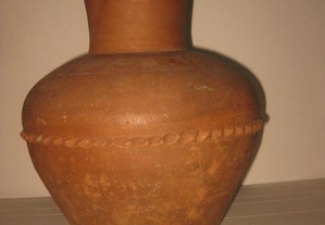 Antigo pote de barro semi vidrado com gargalo 1900s