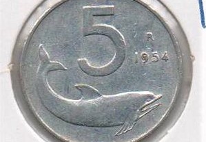 Itália - 5 Lire 1954 - mbc+/bela
