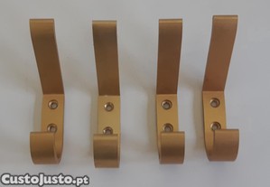 4 Cabides Parede Porta Gancho Duplo Alumínio Anodizado Dourado