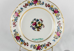 Prato em porcelana Artibus motivos florais, anos 50
