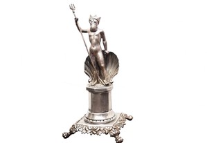 Paliteiro "Neptuno" prata coroa século XVIII