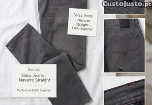 Calças Jeans Salsa Navarro Straight (Tam. 30/34) Excelente Estado / Pouco Uso