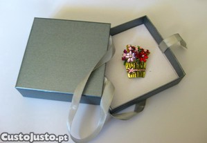 Alfinete / Broche / Pregadeira Vaso de Flores NOVO