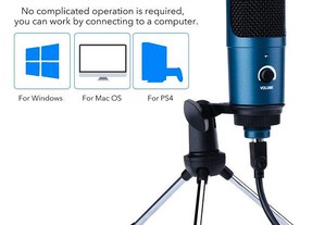 Microfone condensador karaoke, PC, estúdio de gravação, streaming youtube tiktok