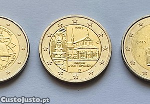 Moedas de 2 Euros Alemanha Tratado de Roma, Mosteiro de Maulbronn e Igreja de S. Paulo em Frankfurt, Hesse