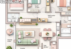 Apartamento T3 em Leiria, Pousos, Barreira e Cortes de 115,00 m²