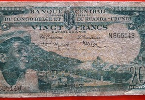 Congo Belga 20 Francos 01/12/1957 Ruanda, Urundi