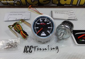 Manômetro elétrico da Pressão do combustível 1-6 bar Fundo Preto c/iluminação led branco Depo Racing Japan