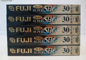 5 Cassetes VHS Fuji Hi-Fi Super SHG E-30 - Seladas