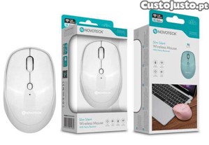 Rato Sem Fios Silencioso Branco JS-011   Design Slim, Operação Silenciosa