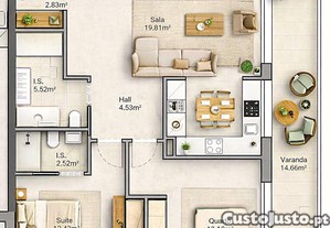 Apartamento T2 em Leiria, Pousos, Barreira e Cortes de 85,00 m²