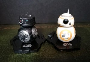 2 figuras de ação da Star Wars, robôs Bb-9e e Bb-8 com 5 e 4,7 cm
