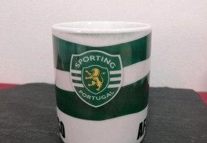 Caneca de porcelana do clube de futebol Sporting com o nome Afonso, nova