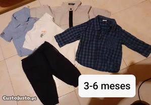 Pack de roupa de menino , 3-6 meses Pack: -3 camisas -1 calças -1 boby (novo nunca usado)