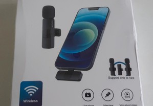 Kit 2 Microfones Novos s/ Fios Lapela Wireless p/ iPhone iPad