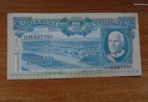 Nota 50$00 Angola Américo Tomás - bela