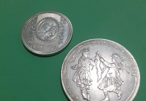 1 moedas de 500 esc e uma de 1000 esc em prata a 500 / 1000