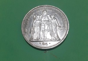 Moeda francesa em prata 900 / 1000 com 20 hrs de 1969 RARA 754 . 500
