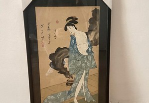 Desenho pintado original de Kitagawa Utamaro (1753 - 1806)