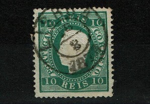 Selo Portugal 1879/80-Af. 49b (Verde Azul ) Usado