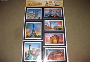 7 stickers 5D com imagens de monumentos famosos!