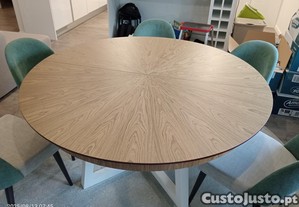 Mesa de Jantar Extensível Redonda   Nogueira Natural - Marca Antarte