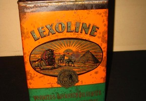 Antiga publicidade caixa lata litografada Lexoline