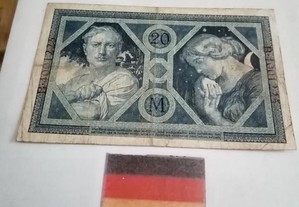 ALEMANHA Reichsbanknote 1 Nota de 20 Mark RARA De 4 Dezembro 1915 em ( BC ) com o Nº B4001225.