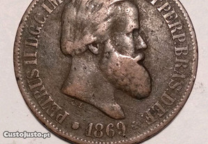 Moeda de 20 Réis 1869 Brasil em Bronze