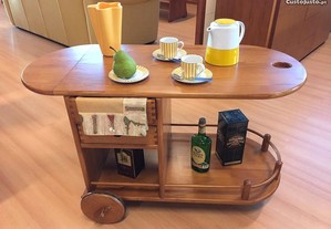 Carro de chá e de apoio 4 gavetas - pinho mel - MADEIRA MACIÇA - NOVO