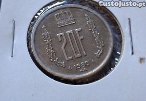 Moeda 20 francos Luxemburgo 1980