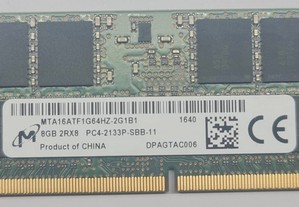 Memória portátil Micron 8Gb 260pin SODIMM DDR4 PC4-17000 2133MHz
