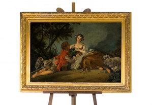 Pintura casal amor Romantismo Escola Fragonard século XIX