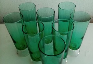 copos: vintage, verdes, tipo flute