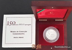 Portugal - 5 euros - 150 Anos do Primeiro Selo Português - Proof - AM