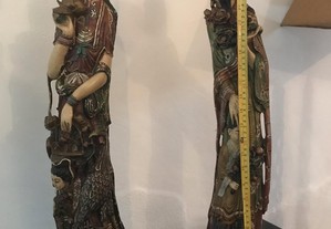 Estatuetas antigas chinesas com 65 cm de altura 50/cada