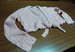 Casaco de lã rosa (M)