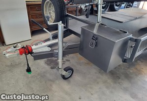 Atrelado Reboque Porta Maquinas Plataforma Estrado Carga Geral Mercadorias mini Giratoria Bobcat Carregadora Tractor Novo