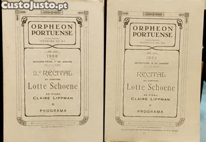 Programa Orpheon Portuense 1938 Lotte Schoene / Claire Lippman